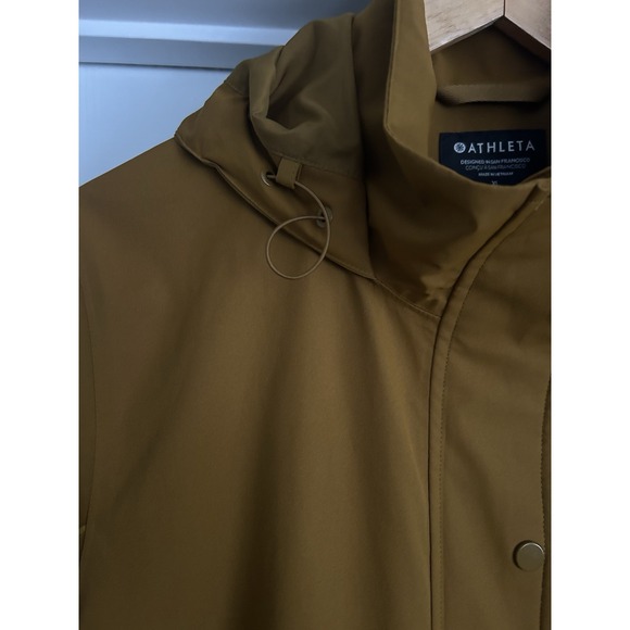 Athleta Rainout Sutro Trench Coat Women's Size X Large Brass Yellow Hooded - Picture 6 of 12